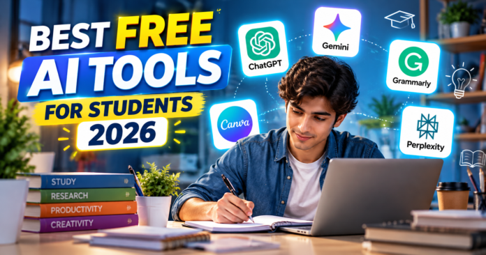 Student using the best free AI tools for studying, writing, research and presentations in 2026